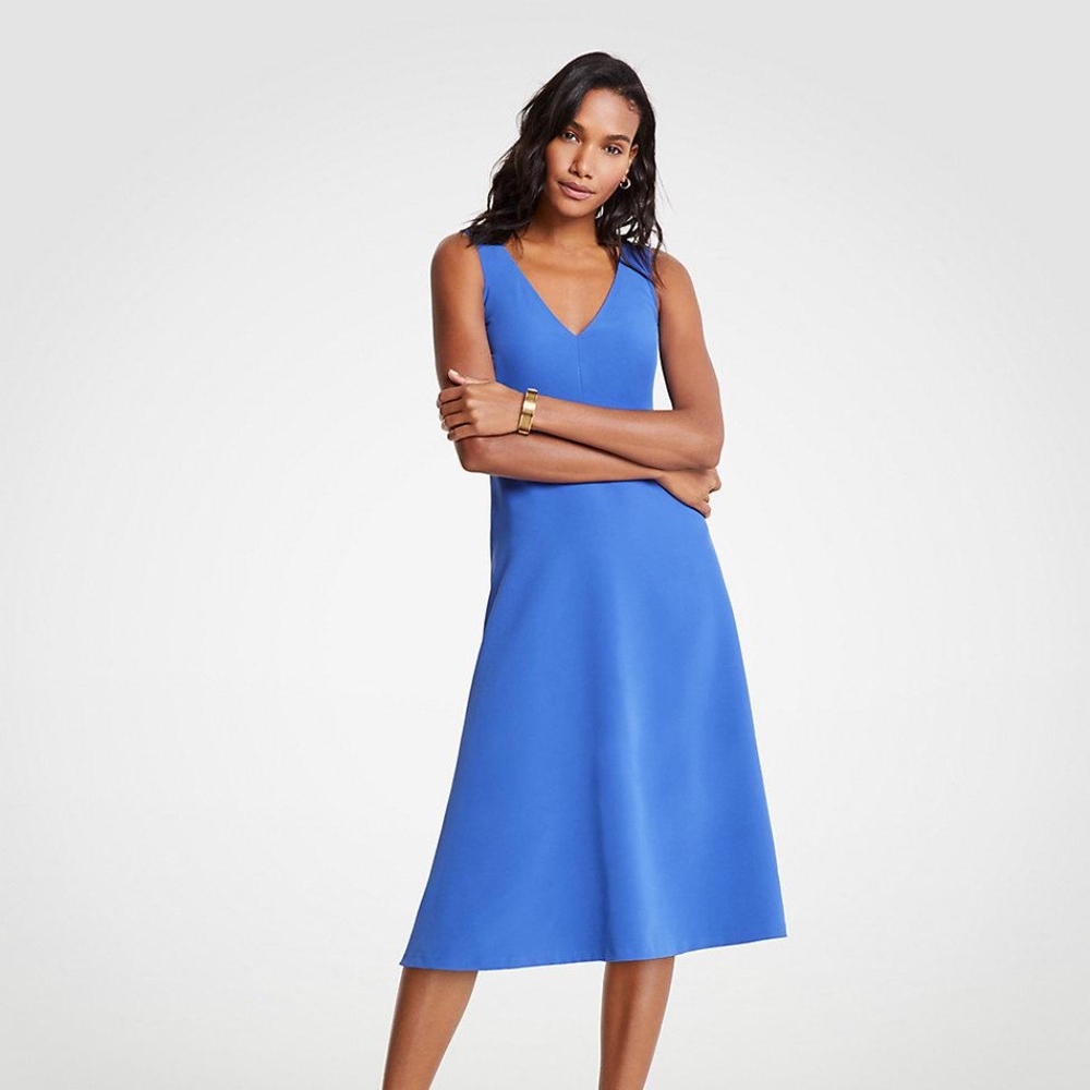 Ann Taylor V-Neck Midi Dress